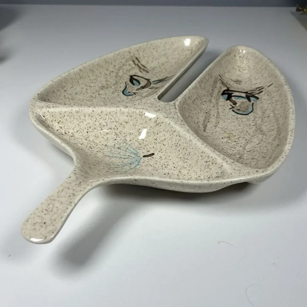 Vintage Bob White by Red Wing Pottery 3-part Divided Relish Tray/Serving Dish